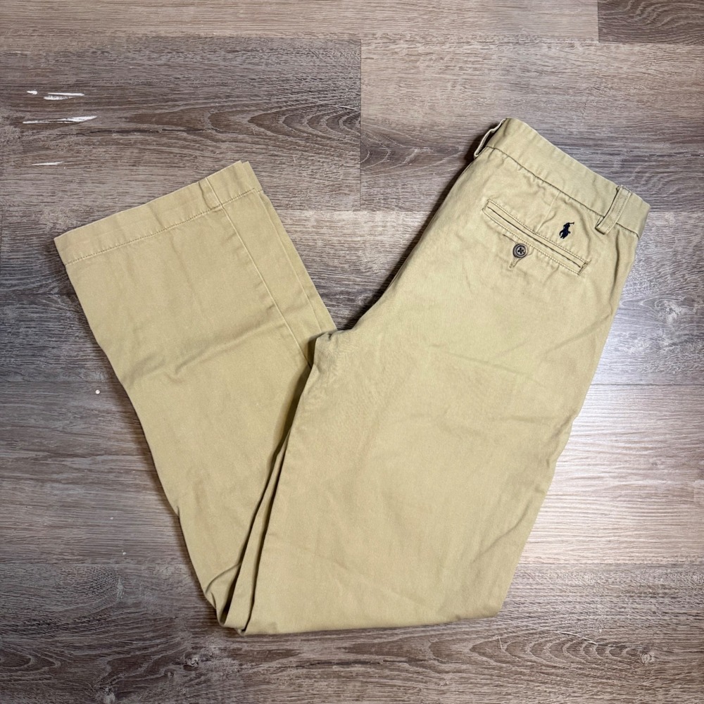 Polo Ralph Lauren Boys Tan Khaki Chino Pants Size 18 Straight Leg Cotton Twill